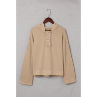 Azura Exchange Casual Khaki Hoodie with Patchwork Trim - M thumbnail