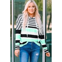 Azura Exchange Striped Drawstring Long Sleeve Hoodie - 2XL thumbnail