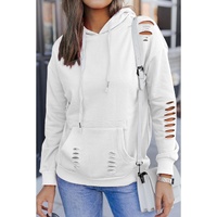 Azura Exchange Ripped Hooded Sweatshirt with Kangaroo Pocket - L thumbnail