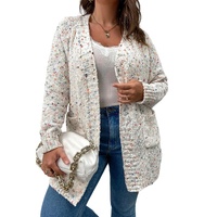 White Rainbow Popcorn Speckles Open Front Cardigan - S thumbnail