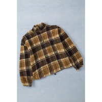 Azura Exchange Plaid Pattern Fleece Sweatshirt with Zip Collar - 2XL thumbnail