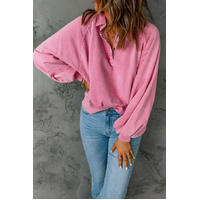 Azura Exchange Lantern Sleeve Snap Button Pullover Sweatshirt - L thumbnail