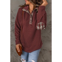 Azura Exchange Geometric Texture Plaid Trim Sweatshirt - M thumbnail