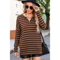 Azura Exchange Striped Knit Quarter Zip Hoodie - L thumbnail