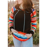 Azura Exchange Striped Patchwork Kangaroo Pocket Hoodie - S thumbnail