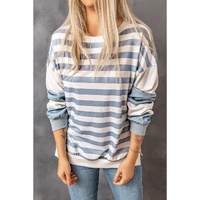 Azura Exchange Drop Shoulder Striped Pullover Sweatshirt - M thumbnail
