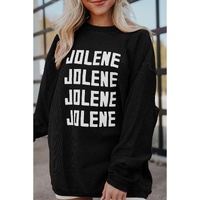 Black JOLENE Ribbed Corded Oversized Sweatshirt - 2XL thumbnail
