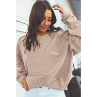 Apricot Ribbed Corded Oversized Sweatshirt - S thumbnail
