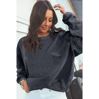 Dark Grey Ribbed Corded Oversized Sweatshirt - 2XL thumbnail