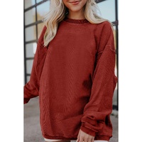Racing Red Ribbed Corded Oversized Sweatshirt - 2XL thumbnail
