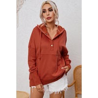 Azura Exchange Oversized Snap Button Hoodie with Thumb Hole in Orange - L thumbnail