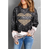 Azura Exchange Heart Leopard Splicing Pullover Sweatshirt - S thumbnail