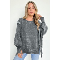 Azura Exchange Relaxed Fit Acid Wash Pullover Sweatshirt with Slit Details - L thumbnail