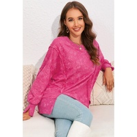 Azura Exchange Relaxed Fit Acid Wash Pullover Sweatshirt with Slit Details - S thumbnail