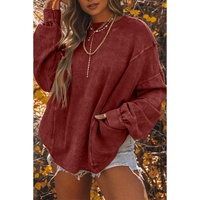 Red Exposed Seam Twist Open Back Oversized Sweatshirt - L thumbnail