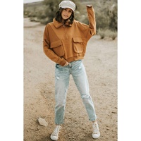 Azura Exchange Exposed Seam Sweatshirt with Zip Collar and Big Flap Pocket - M thumbnail