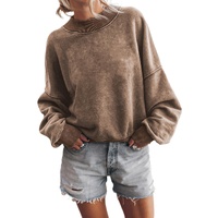 Azura Exchange Relaxed Brown Crew Neck Sweatshirt with Drop Shoulder Design - S thumbnail