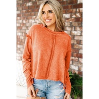 Azura Exchange Exposed Seamed High Low Raw Edge Sweatshirt - L thumbnail