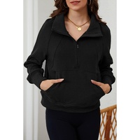 Azura Exchange Black Ribbed Thumbhole Sleeve Sweatshirt - L thumbnail