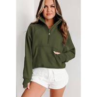 Azura Exchange Ribbed Thumbhole Sleeve Sweatshirt with Stand Collar and Zip Closure - XL thumbnail