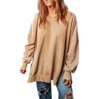 Azura Exchange Oversized Khaki Drop Shoulder Sweatshirt - M thumbnail