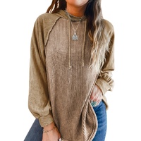 Azura Exchange Waffled Expose Seam Drawstring Hoodie - L thumbnail