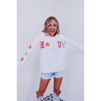 Azura Exchange White Glitter Howdy Patch Graphic Casual Sweatshirt - S thumbnail