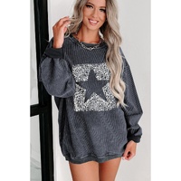 Azura Exchange Leopard Star Graphic Corded Sweatshirt - S thumbnail