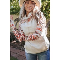 Western Aztec Print Patchwork Double 	Hood Hoodie - M thumbnail
