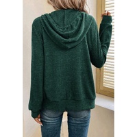 Evergreen Ribbed Zip Up Front Drawstring Hoodie - M thumbnail