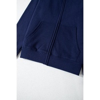 Navy Blue Solid Color Fleece Lined Zip up Hoodie - 2XL thumbnail