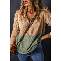 Smoke Gray Two Tones Color Block Half Zip Fleece Sweatshirt - L thumbnail