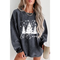 Gray Christmas Tree Flake Graphic Corded Sweatshirt - L thumbnail