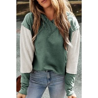 Mist Green Contrast Sleeves Patchwork Colorblock Hoodie - L thumbnail