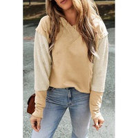 Parchment Contrast Sleeves Patchwork Colorblock Hoodie - L thumbnail