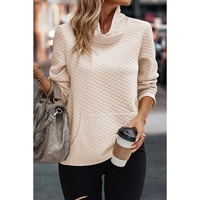 Apricot High Neck Kangaroo Pocket Quilted Sweatshirt - XL thumbnail