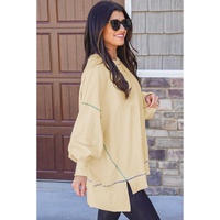 Contrast Stitching Split Baggy Sweatshirt - L thumbnail