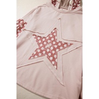 Delicacy Floral Patchwork Star Pattern Drawstring Hoodie - L thumbnail