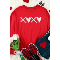 Red Puff XOXO Print Valentines Heart Sweatshirt - M thumbnail