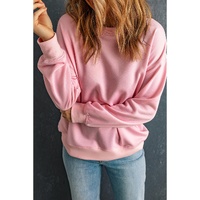 Pink Solid Classic Crewneck Pullover Sweatshirt - L thumbnail