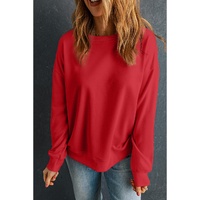 Red Solid Classic Crewneck Pullover Sweatshirt - M thumbnail