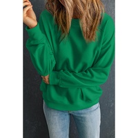 Dark Green Solid Classic Crewneck Pullover Sweatshirt - 2XL thumbnail