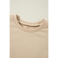Apricot Solid Fleece Lined Drop Shoulder High Low Sweatshirt - 2XL thumbnail