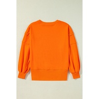 Carrot Exposed Seam Drop Shoulder Round Neck Sweatshirt with Slits - 2XL thumbnail
