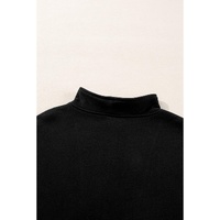 Black Zip-up Stand Neck Kangaroo Pocket Sweatshirt - S thumbnail