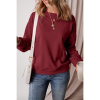 Burgundy Solid Fleece Lined Drop Shoulder Terry Sweatshirt - L thumbnail