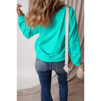 Aruba Blue Solid Fleece Lined Drop Shoulder Terry Sweatshirt - L thumbnail