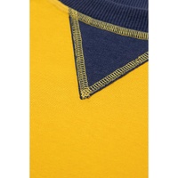 Yellow Color Block Thumbhole Sleeve Drop Shoulder Sweatshirt - L thumbnail