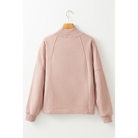 Smoke Gray Zipped Neck Pullover Drop Shoulder Sweatshirt - L thumbnail