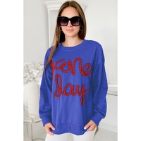 Dark Blue Tinsel Game Day Drop Shoulder Graphic Sweatshirt - M thumbnail
